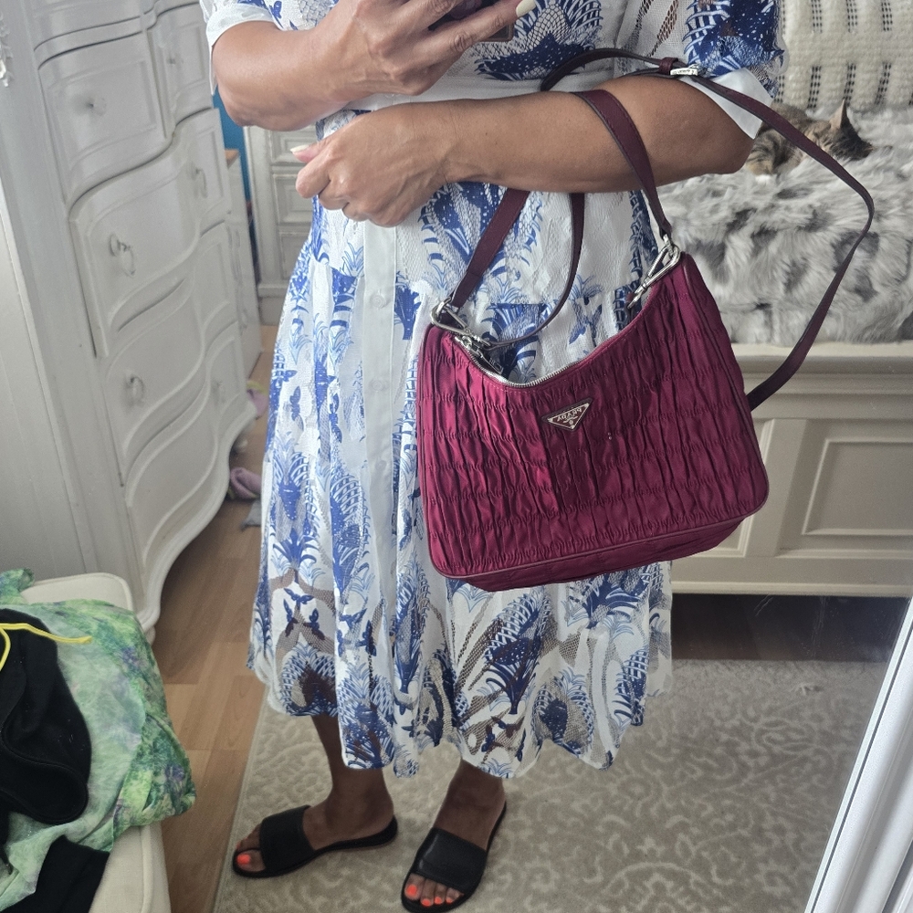 Prada Fabric and Leather Pink Handbag. - Picture 12 of 17